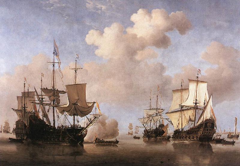 VELDE, Willem van de, the Younger Calm: Dutch Ships Coming to Anchor  wt oil painting image